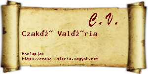 Czakó Valéria névjegykártya